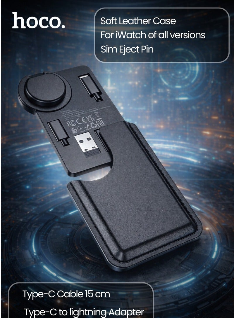 هوكو. شاحن لاسلكي متعدد الوظائف لساعة Apple Watch 1-9/SE/SE2/Ultra/Ultra2 مع كابل USB-C إلى USB-C ومجموعة محولات OTG للتخزين - Image 2